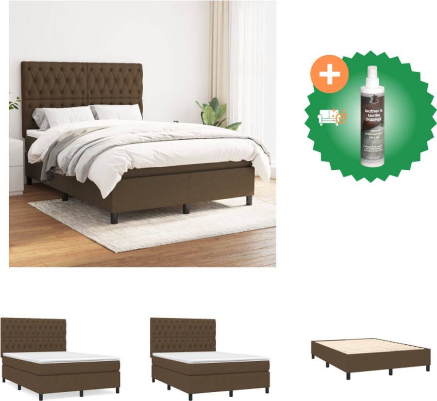 VidaXL Boxspringbed Comfort Bed 193 x 144 x 118 128 cm Duurzaam materiaal Verstelbaar hoofdbord Pocketvering matras Middelharde ondersteuning Huidvriendelijk topmatras Inclusief montagehandleiding Bed Inclusief Reiniger