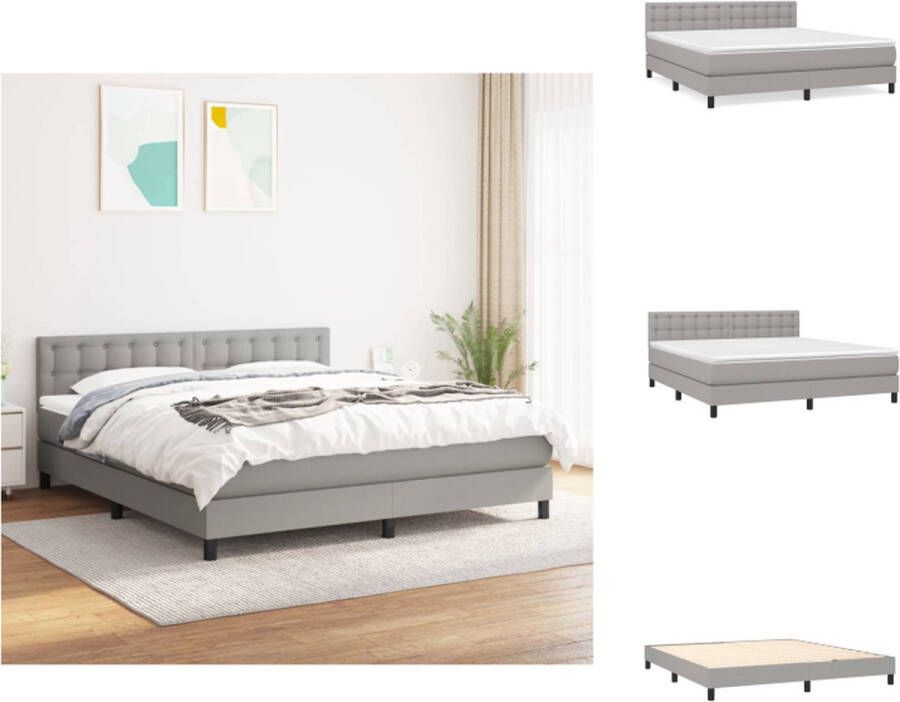 VidaXL Boxspringbed naam Bed 203 x 160 x 78 88 cm Lichtgrijs Pocketvering matras Middelharde ondersteuning Huidvriendelijk topmatras Bed - Foto 2