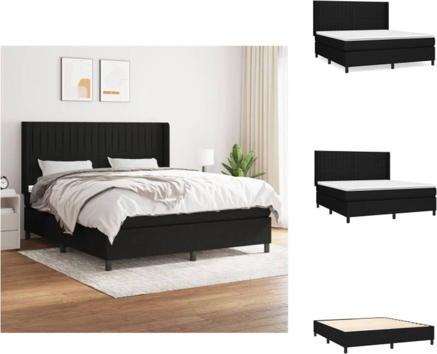 VidaXL Boxspringbed Comfort Bed 180x200 cm Zwarte stof Hoogte verstelbaar hoofdbord Pocketvering matras Middelharde ondersteuning Huidvriendelijk topmatras Bed - Foto 5
