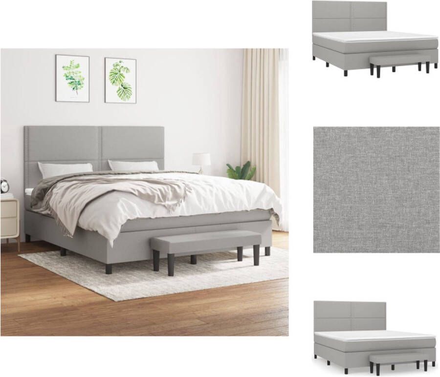 VidaXL Boxspringbed Lichte Grijs 203 x 180 x 118 128 cm Hoogte verstelbaar Pocketvering matras Middelharde ondersteuning Huidvriendelijk topmatras Multifunctioneel bankje Bed - Foto 2