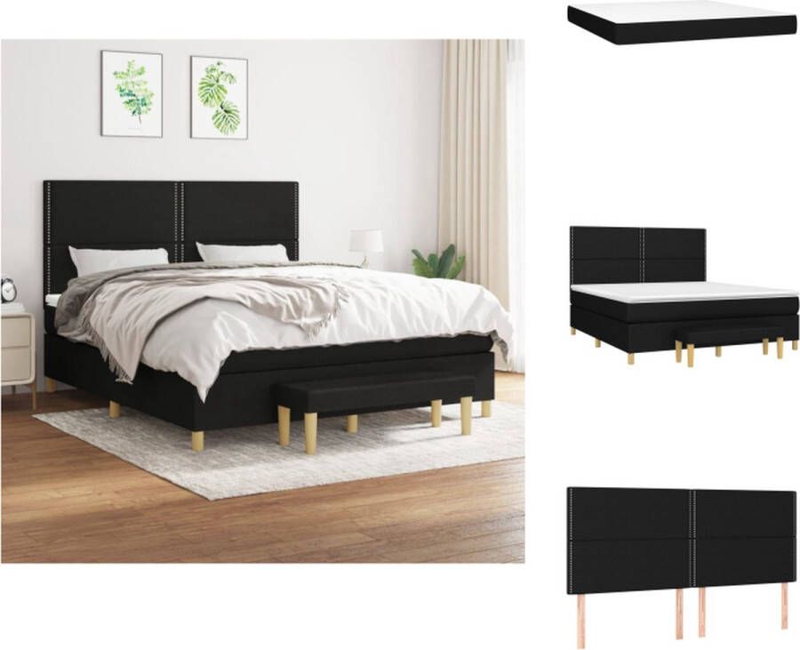 VidaXL Boxspring Bed Zwarte Stof 203 x 180 x 78 88 cm Hoogte Verstelbaar Hoofdbord Pocketvering Matras Middelharde Ondersteuning Huidvriendelijk Topmatras Inclusief Montagehandleiding Bed - Foto 2