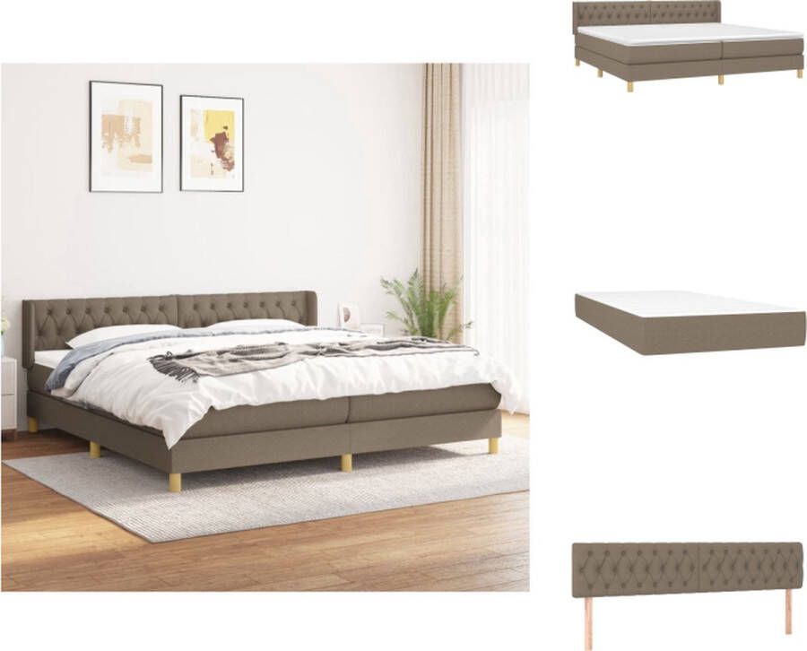 VidaXL Boxspringbed Comfortabele pocketvering matras Duurzaam materiaal Verstelbaar hoofdbord Middelharde ondersteuning Huidvriendelijk topmatras Kleur- taupe Afmetingen- 203 x 203 x 78 88 cm Bed - Foto 3