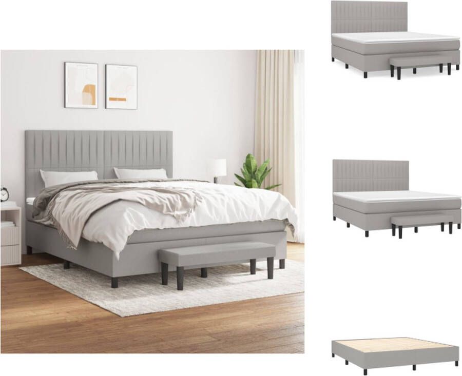 VidaXL Boxspringbed Lichte Grijs 203 x 180 x 118 128 cm Hoogte verstelbaar Pocketvering matras Middelharde ondersteuning Huidvriendelijk topmatras Multifunctioneel bankje Bed - Foto 3