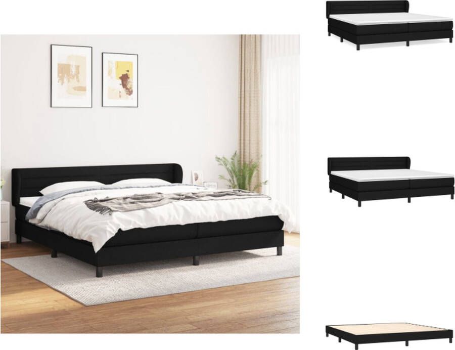 VidaXL Boxspringbed Zwarte stoffen bedset met verstelbaar hoofdbord Pocketvering matras Middelharde ondersteuning Huidvriendelijk topmatras 203x203x78 88 cm 2 matrassen 1 topmatras Bed - Foto 3