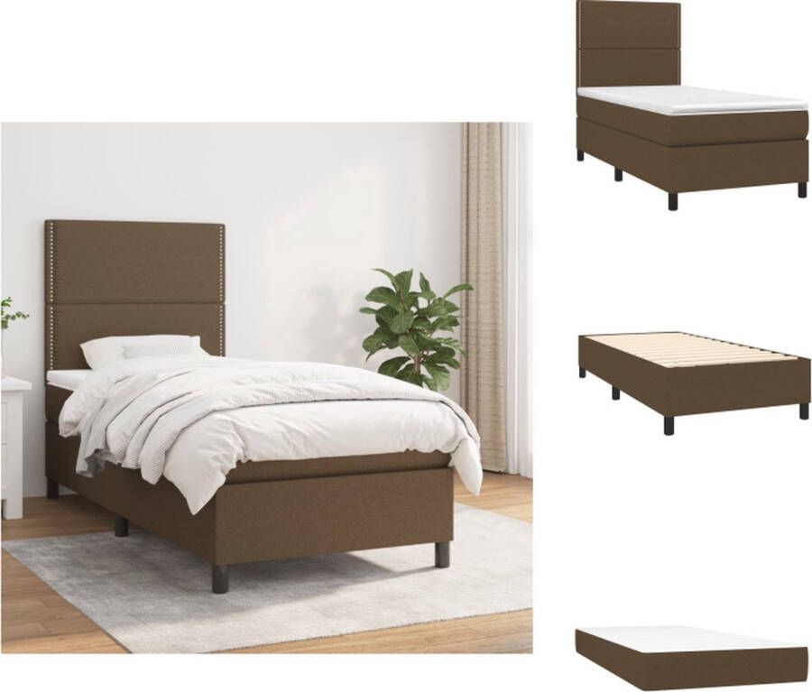 VidaXL Boxspringbed Dark Brown Size- 193 x 90 x 118 128 cm Pocket spring mattress Medium firm support Skin-friendly mattress topper Bed - Foto 3