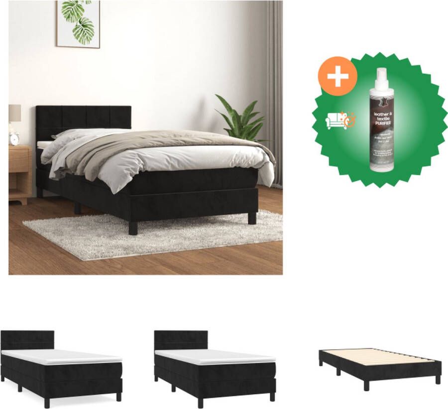 VidaXL Boxspringbed Pocketvering 90x190 cm Zacht Fluweel Verstelbaar hoofdbord Bed Inclusief Reiniger