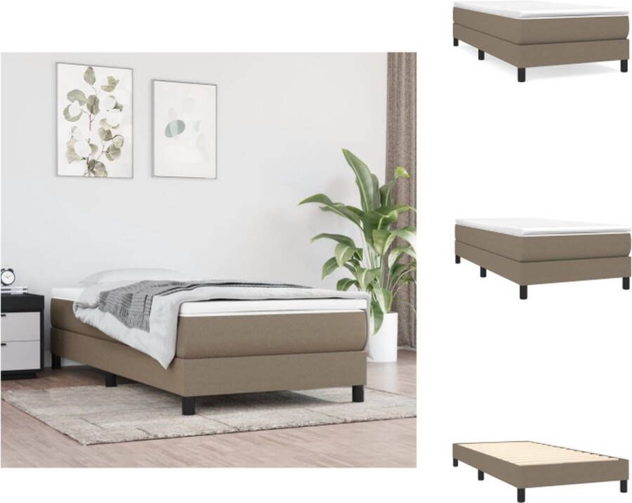 VidaXL Boxspringbed Pocketvering Middelhard Huidvriendelijk Multiplex Taupe 203 x 90 x 25 cm 90 x 200 x 20 cm 90 x 200 x 5 cm Bed - Foto 2