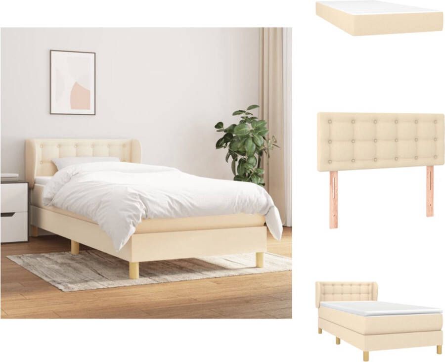 vidaXL Boxspringbed Pocketvering Crème 203 x 103 x 78 88 cm Verstelbaar hoofdbord Bed