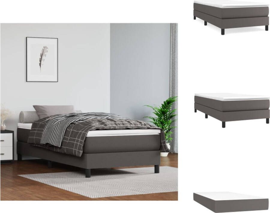 VidaXL Boxspring Boxsprings Bed Slaapmeubel Boxspring met matras kunstleer grijs 90x200 cm - Foto 2