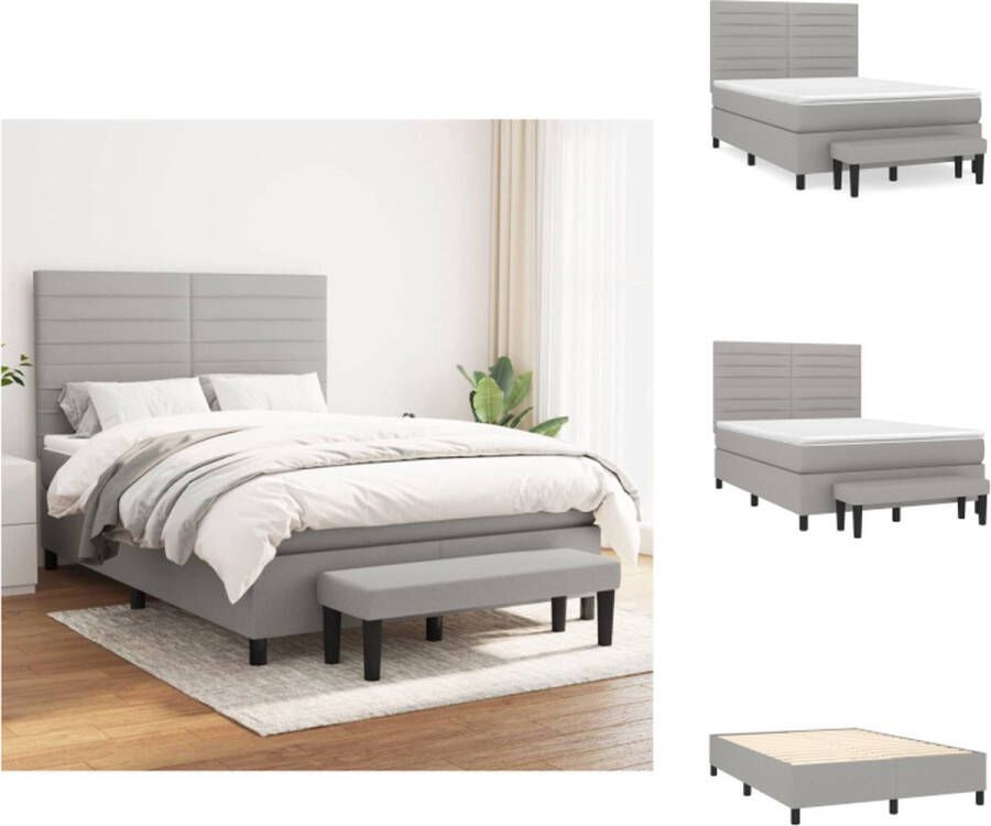 VidaXL Boxspringbed Pocketvering Lichtgrijs 193 x 144 x 118 128 cm Inclusief matras en topmatras Bed