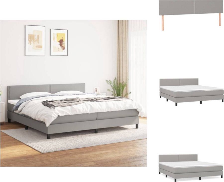 VidaXL Boxspringbed Luxe Volledig bed 203 x 180 x 78 88 cm Lichtgrijs Pocketvering matras Middelharde ondersteuning Huidvriendelijk topmatras Montagehandleiding inclusief Bed - Foto 2