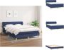 VidaXL Boxspringbed Pocketvering matras Duurzaam materiaal Praktisch hoofdbord Comfortabele ondersteuning Middelharde stevigheid Huidvriendelijk topmatras Blauw 193x147x78 88cm Bed - Thumbnail 1