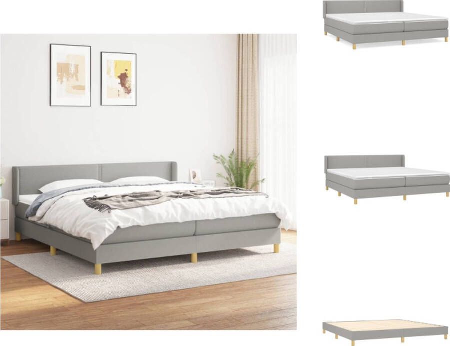 VidaXL Boxspringbed Pocketvering Matras Huidvriendelijk Topmatras Middelharde Ondersteuning Lichtgrijs 203x203x78 88 cm Bed