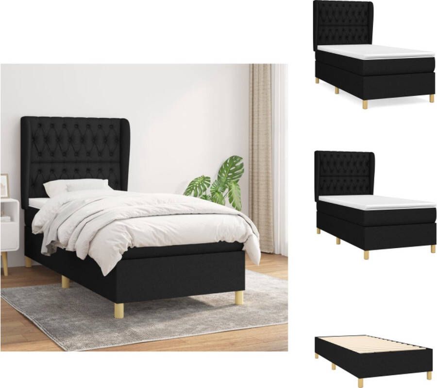 VidaXL Boxspringbed Pocketvering 203 x 93 x 118 128 cm Duurzaam Verstelbaar hoofdbord Middelharde ondersteuning Huidvriendelijk topmatras Bed - Foto 6