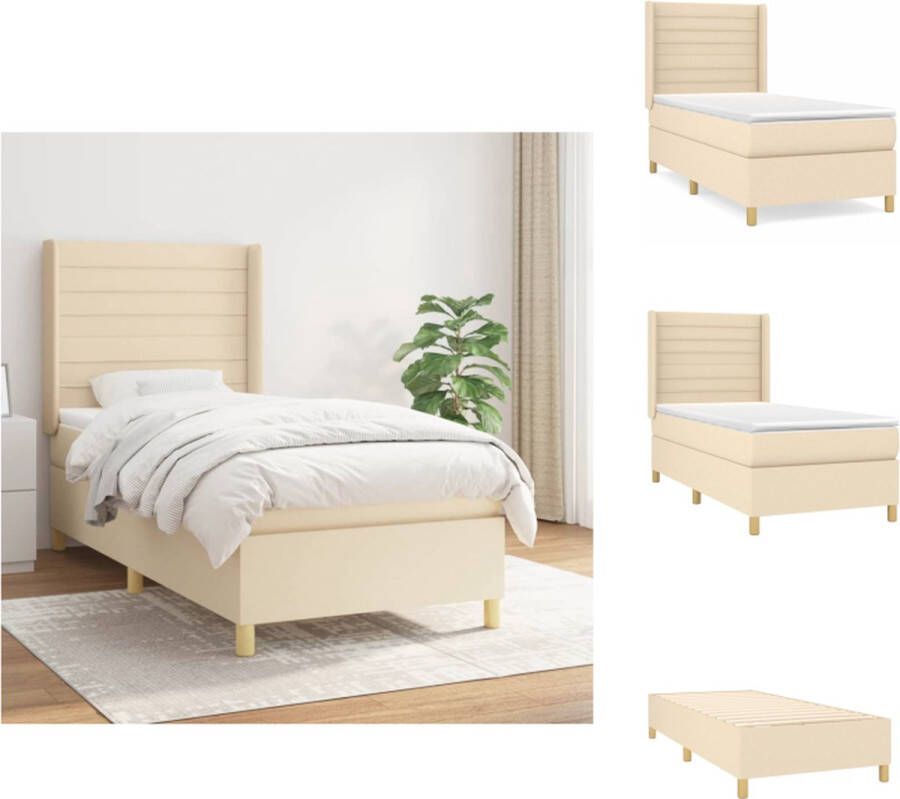 VidaXL Boxspringbed Pocketvering Matras Middelhard Huidvriendelijk Topmatras Crème 203 x 103 x 118 128 cm Bed - Foto 1