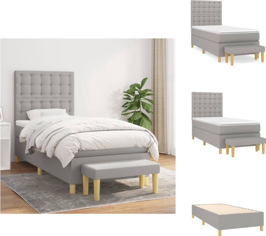 VidaXL Boxspringbed Optima Bed 203 x 83 x 118 128 cm Lichtgrijs Met verstelbaar hoofdbord Pocketvering matras Middelharde ondersteuning Huidvriendelijk topmatras Inclusief montagehandleiding Bed - Foto 2