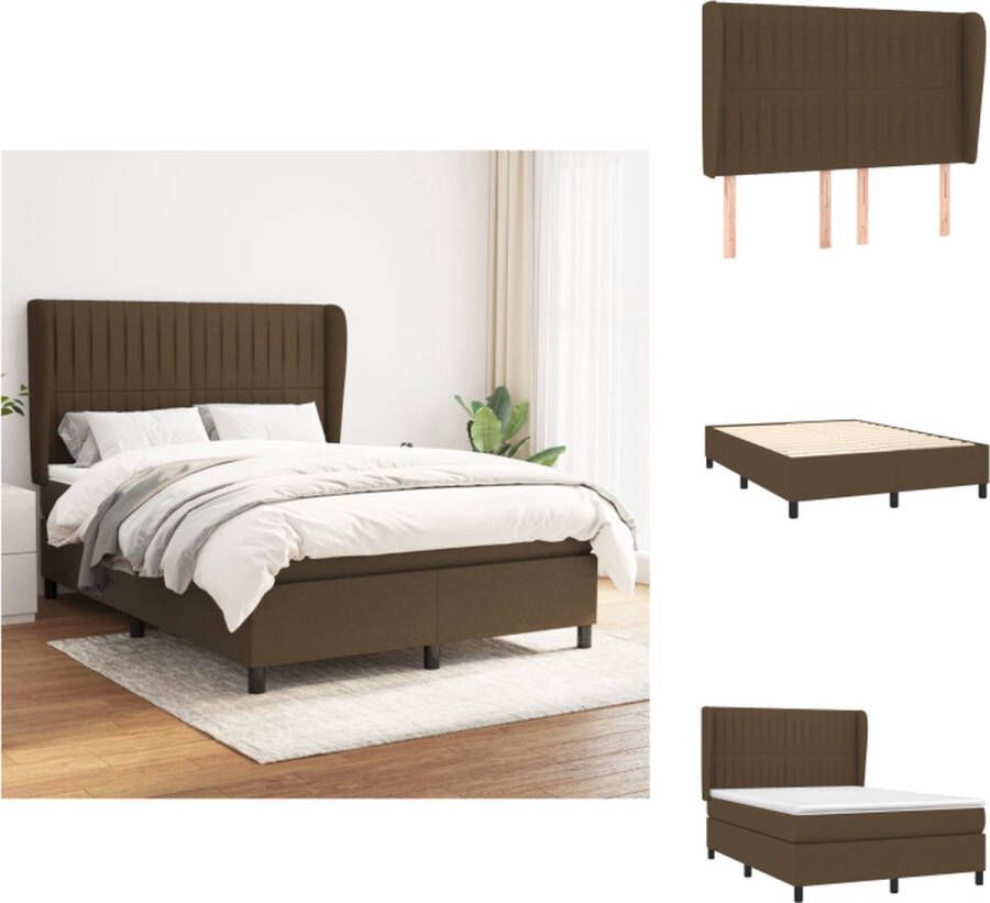 VidaXL Boxspringbed Pocketvering matras Middelharde ondersteuning Huidvriendelijk topmatras 140 x 200 cm white dark brown Bed