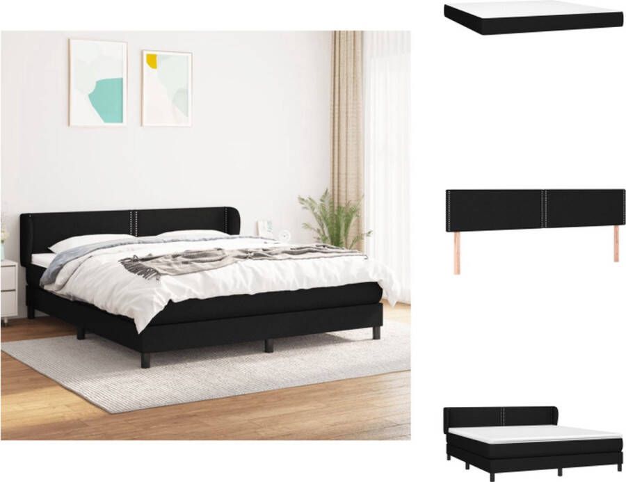 VidaXL Boxspringbed Pocketvering Matras Middelharde Ondersteuning Huidvriendelijk Topmatras 180x200 cm Zwart Bed