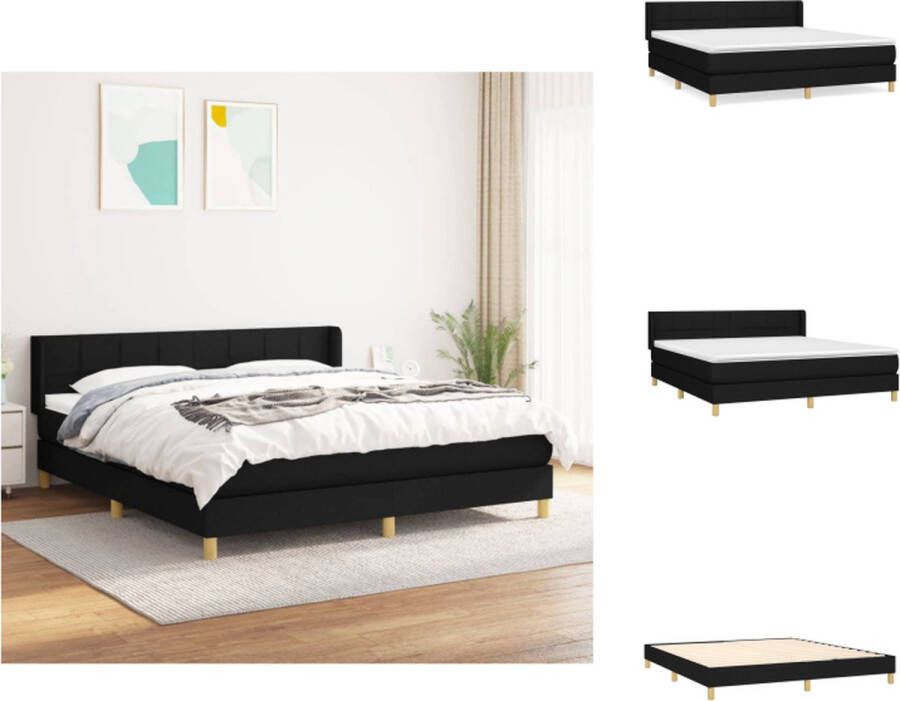 VidaXL Boxspringbed Pocketvering matras Middelharde ondersteuning Huidvriendelijk topmatras 203 x 163 x 78 88 cm Kleur- Zwart Bed