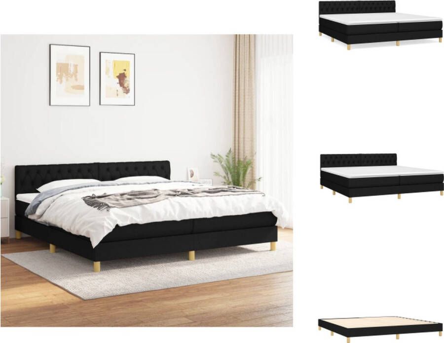 VidaXL Boxspringbed Maximale Ontspanning Bed 203 x 200 x 78 88 cm Zwart Stof Pocketvering Matras Middelharde Ondersteuning Huidvriendelijk Topmatras Montagehandleiding Bed - Foto 4