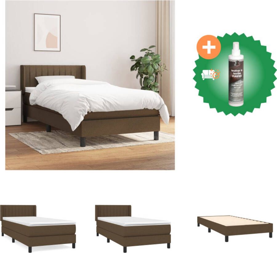 VidaXL Boxspringbed Pocketvering matras Middelharde ondersteuning Huidvriendelijk topmatras 203 x 83 x 78 88 cm Bed Inclusief Reiniger