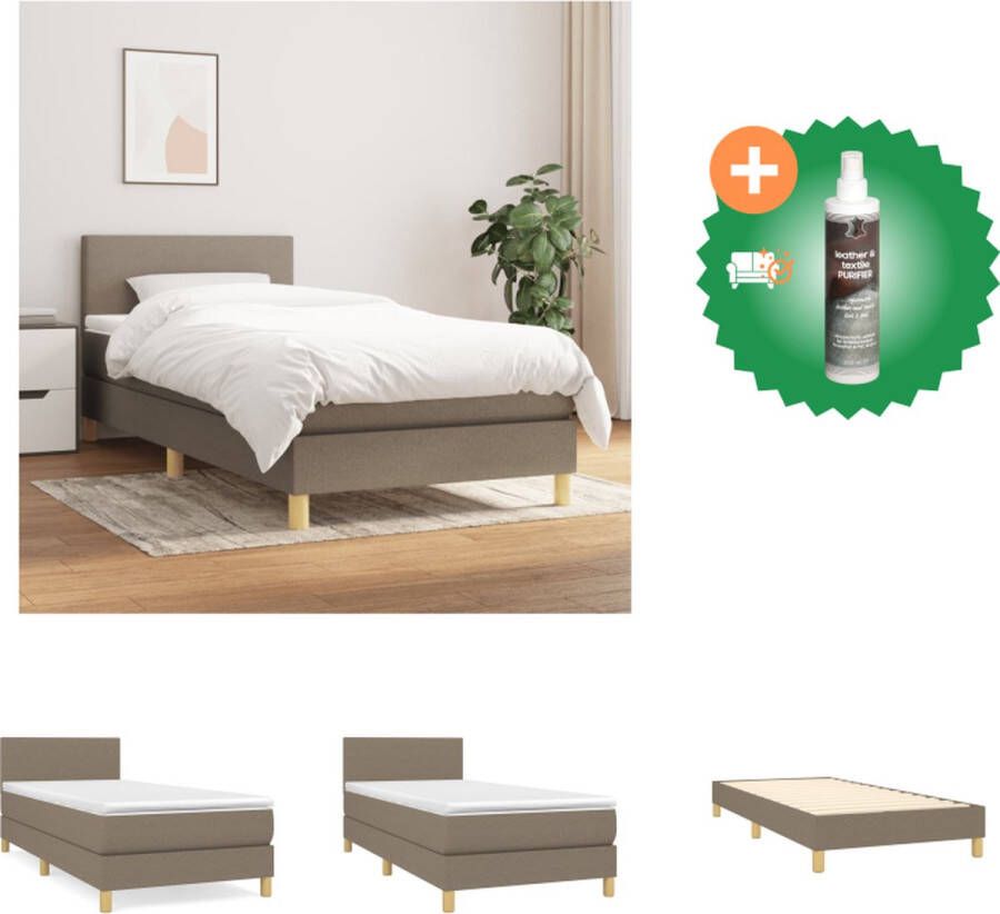 vidaXL Boxspringbed Pocketvering matras Middelharde ondersteuning Huidvriendelijk topmatras 203 x 90 x 78 88 cm Taupe Bed Inclusief Reiniger