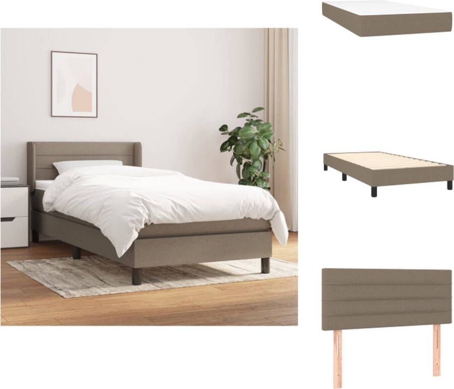 VidaXL Boxspringbed pocketvering matras middelharde ondersteuning huidvriendelijk topmatras 203x103x78 88 cm taupe Bed