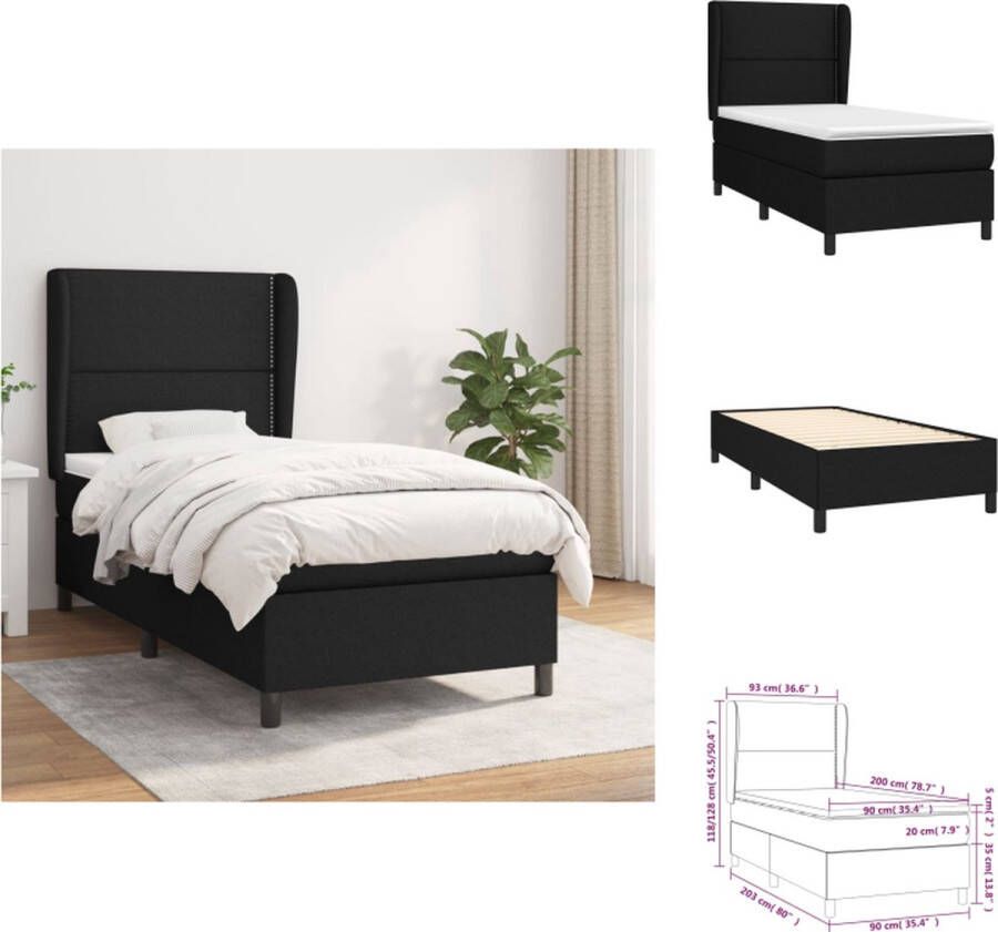 VidaXL Boxspringbed Pocketvering 203 x 93 x 118 128 cm Duurzaam Verstelbaar hoofdbord Middelharde ondersteuning Huidvriendelijk topmatras Bed - Foto 3