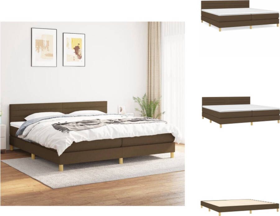 vidaXL Boxspringbed Pocketvering matras Middelharde ondersteuning Huidvriendelijk topmatras Donkerbruin 203 x 200 x 78 88 cm Bed