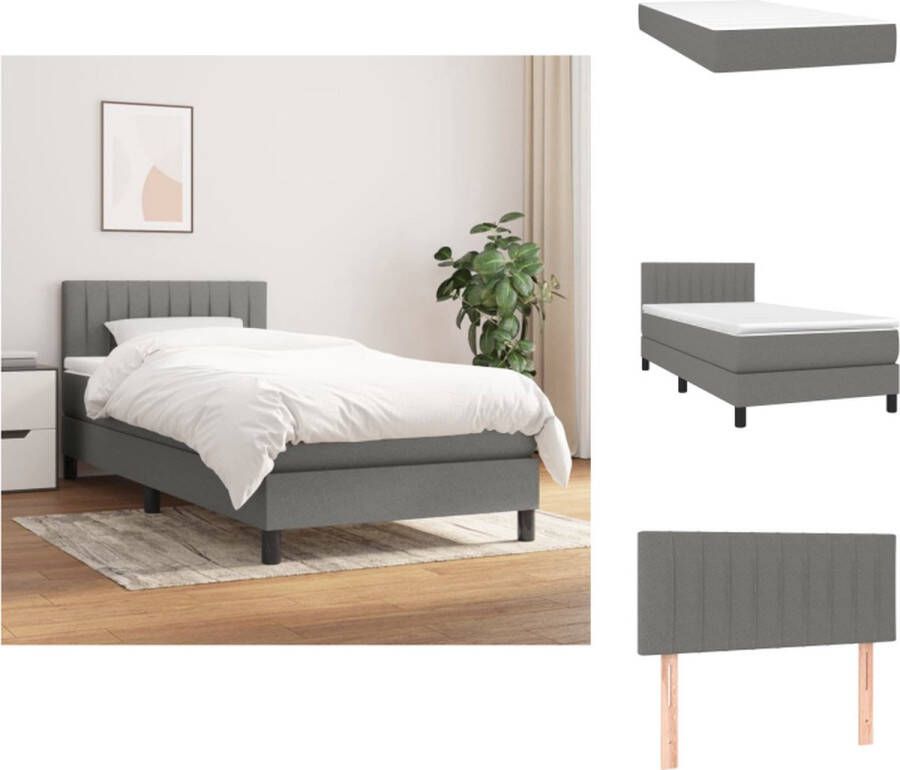 VidaXL Boxspringbed Pocketvering matras Middelharde ondersteuning Huidvriendelijk topmatras Donkergrijs 203 x 80 x 78 88 cm Bed