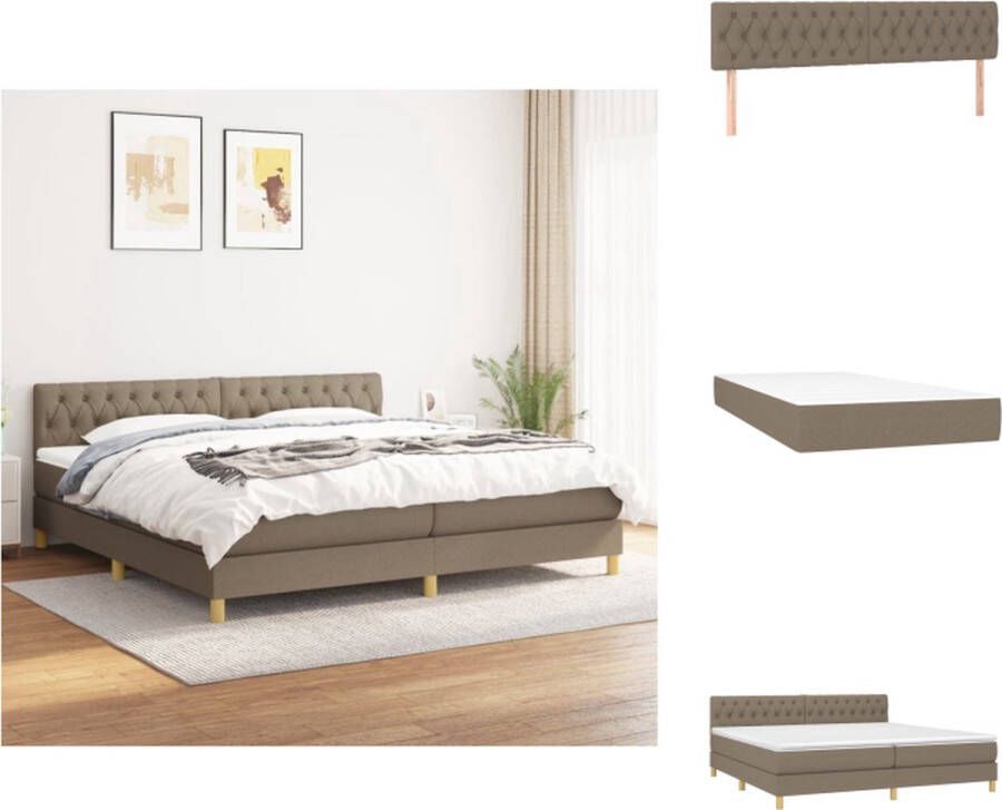 VidaXL Boxspringbed Pocketvering Matras Middelharde Ondersteuning Huidvriendelijk Topmatras Kleur Taupe Afmetingen 203x200x78 88cm Bed - Foto 2