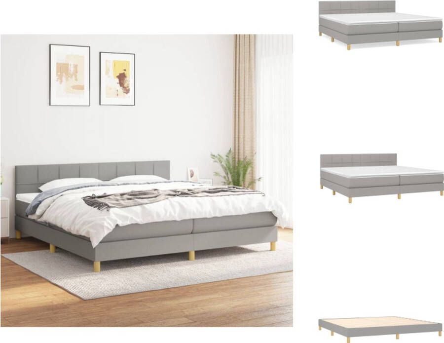 VidaXL Boxspringbed Pocketvering matras Middelharde ondersteuning Huidvriendelijk topmatras Lichtgrijs 203x200x78 88 cm Bed