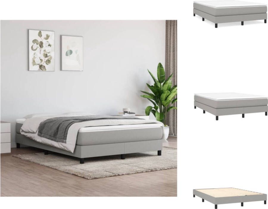 VidaXL Boxspringbed Pocketvering matras Middelharde ondersteuning Huidvriendelijk topmatras Lichtgrijs 193 x 140 x 25 cm Bed