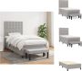 VidaXL Boxspringbed Pocketvering Matras Middelharde Ondersteuning Huidvriendelijk Topmatras Multifunctioneel Bankje Lichtgrijs 203x83x118 128cm Bed - Thumbnail 1