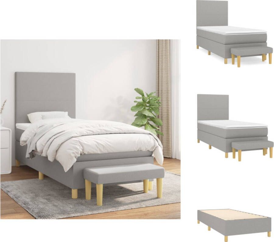 VidaXL Boxspringbed Bed 193 x 144 x 118 128 cm Donkerbruin Stof Duurzaam Verstelbaar hoofdbord Pocketvering matras Middelharde ondersteuning Huidvriendelijk topmatras Multifunctioneel bankje Incl montagehandleiding Bed - Foto 3