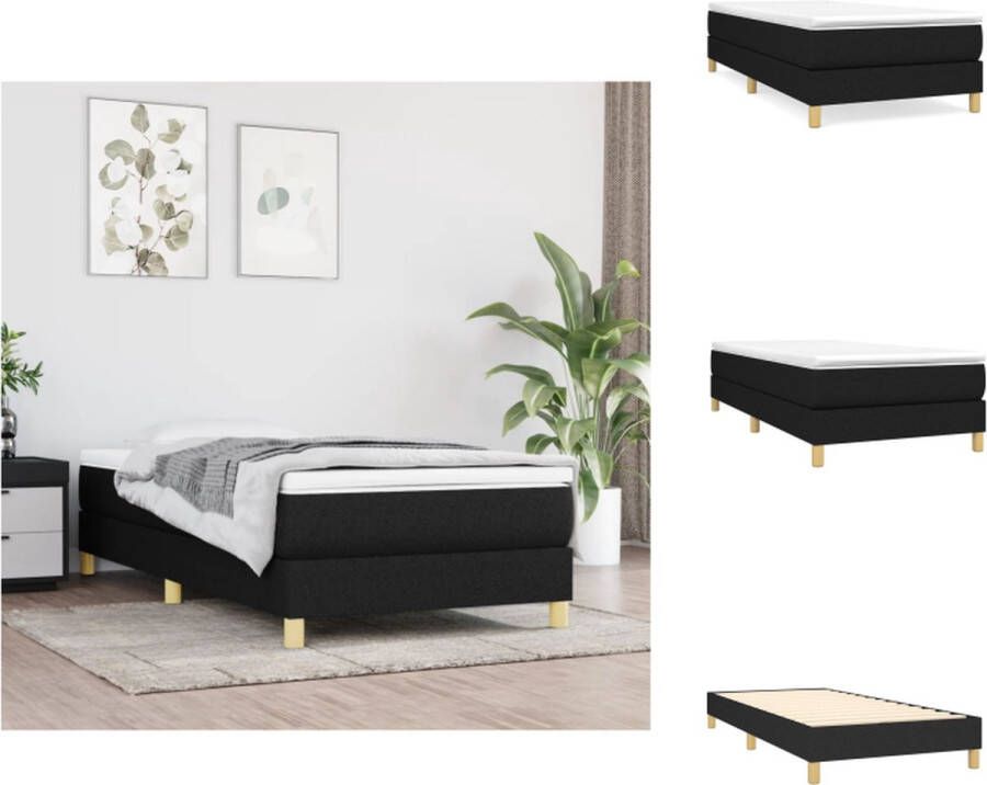 VidaXL Boxspringbed Pocketvering matras Middelharde ondersteuning Huidvriendelijk topmatras Multiplex lattenbodem 203x100x25 Zwart wit Bed - Foto 2
