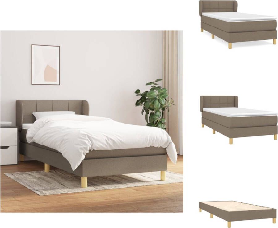 VidaXL Boxspringbed Pocketvering Matras Middelharde Ondersteuning Huidvriendelijk Topmatras Taupe 203x93x78 88 cm Bed