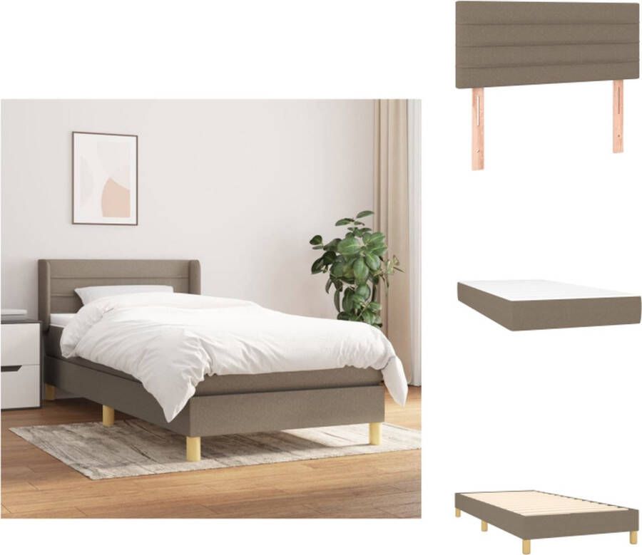 VidaXL Boxspringbed Pocketvering matras Middelharde ondersteuning Huidvriendelijk topmatras Taupe 203x103x78 88 cm Bed