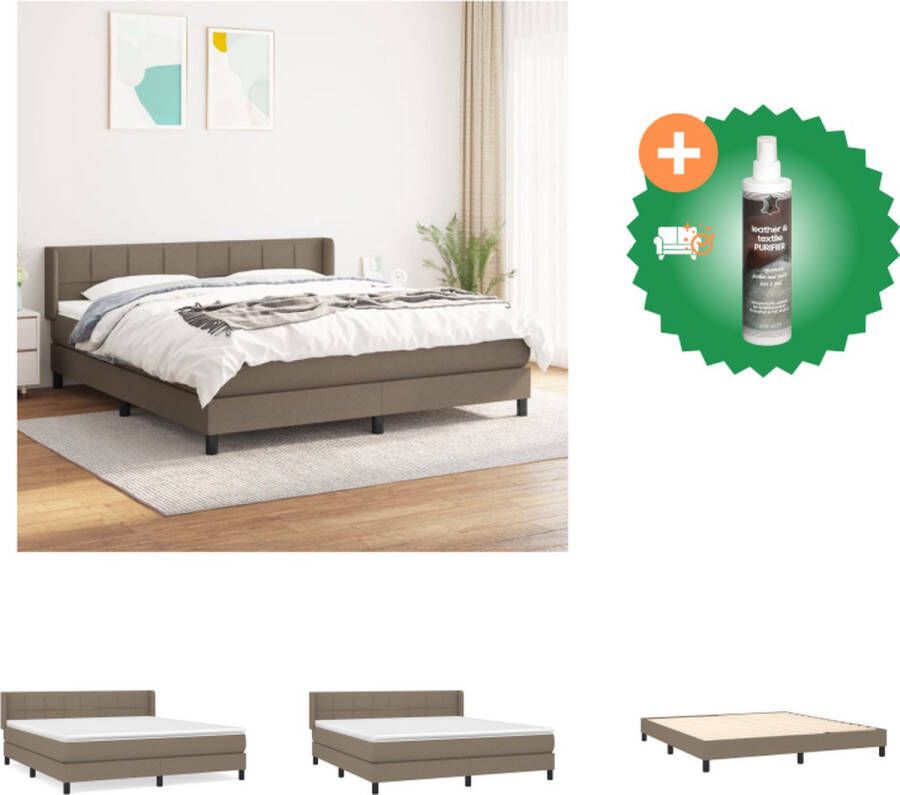 VidaXL Boxspringbed Pocketvering Matras Middelharde Ondersteuning Huidvriendelijk Topmatras Taupe 203 x 163 x 78 88 cm Bed Inclusief Reiniger