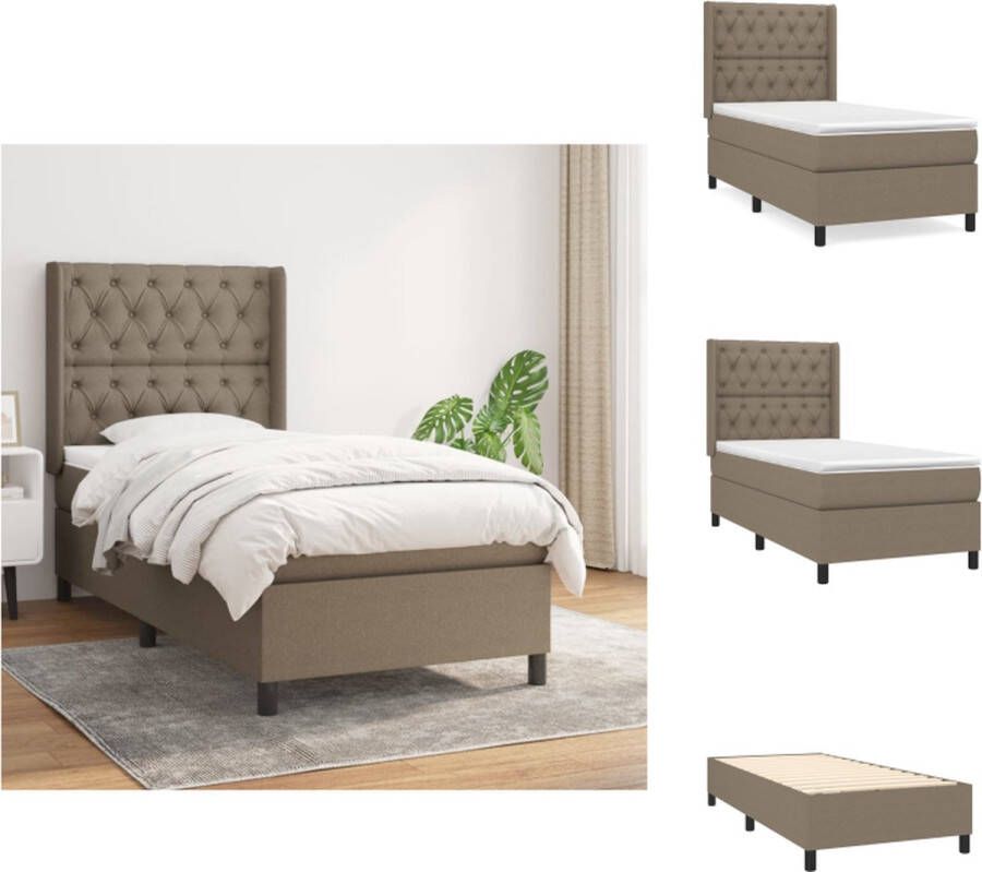 VidaXL Boxspringbed Pocketvering Matras Middelharde Ondersteuning Huidvriendelijk Topmatras Taupe 203x83x118 128cm Bed