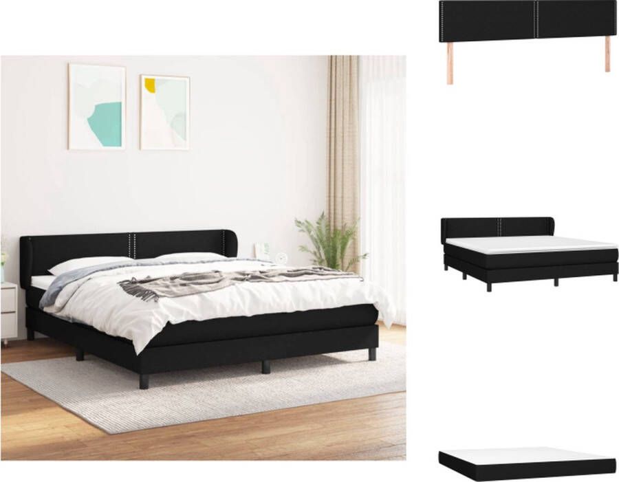 VidaXL Boxspringbed Pocketvering matras Middelharde ondersteuning Huidvriendelijk topmatras Zwart 203 x 163 x 78 88 cm Bed