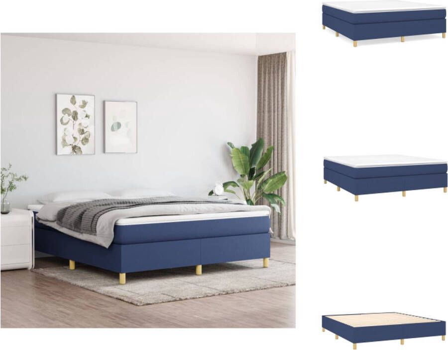 VidaXL Boxspring Boxsprings Bed Slaapmeubel Boxspring met matras stof blauw 160x200 cm - Foto 2