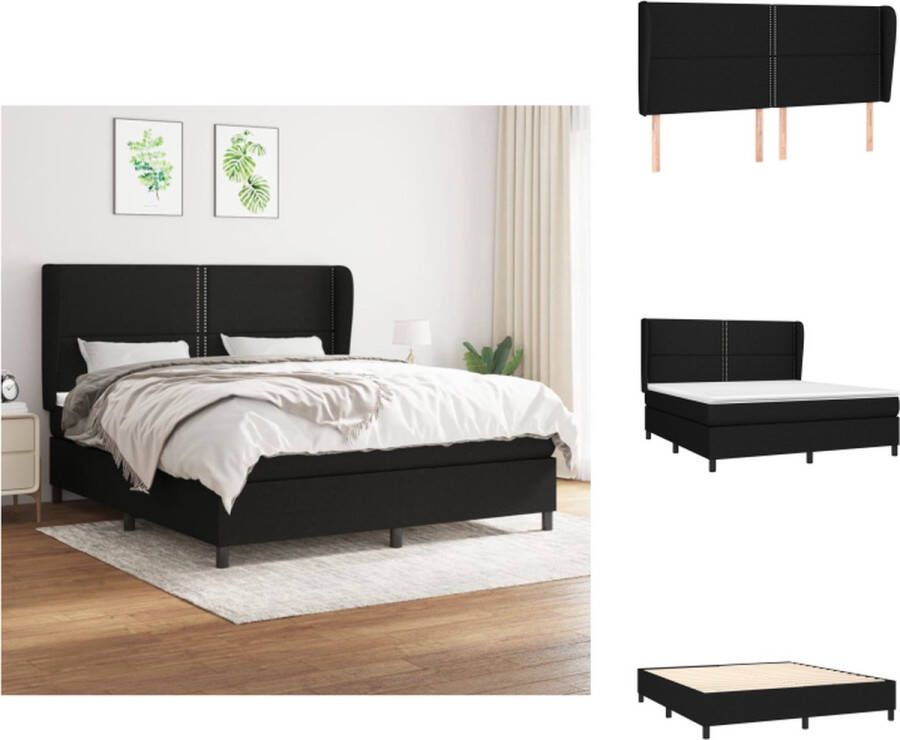 VidaXL Boxspringbed Comfort Bed 180x200 cm Zwarte stof Hoogte verstelbaar hoofdbord Pocketvering matras Middelharde ondersteuning Huidvriendelijk topmatras Bed - Foto 2