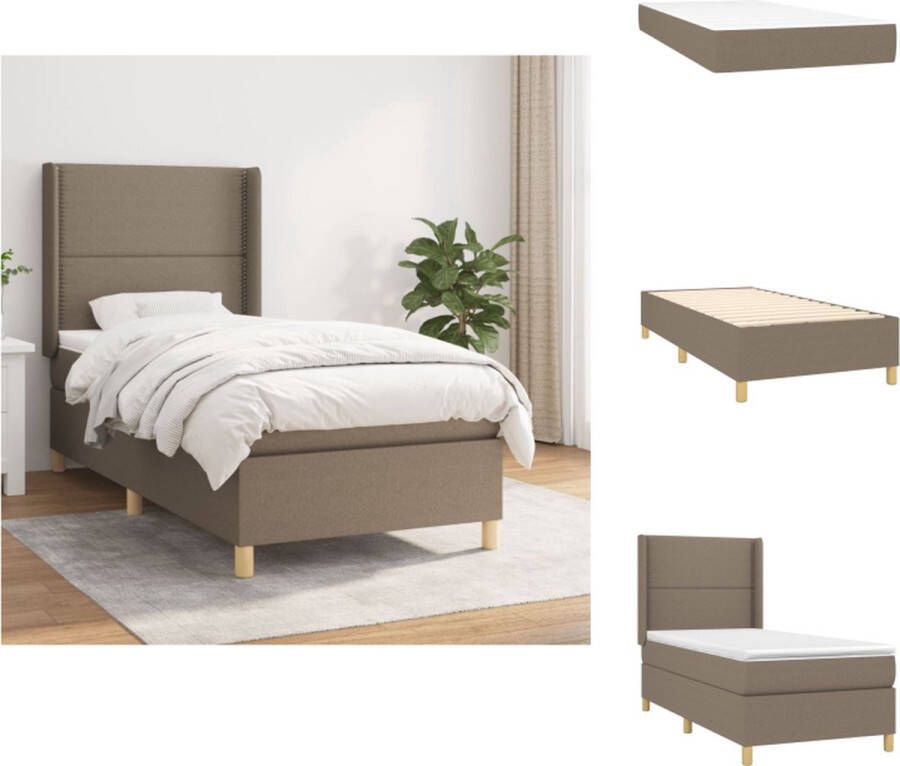 VidaXL Boxspringbed Pocketvering Middelhard 80x200 cm Taupe Bed