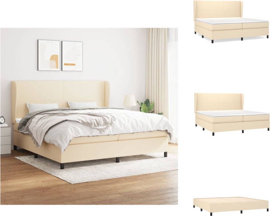 VidaXL Boxspringbed Comfort Bed 203 x 203 x 118 128 cm Crème Met verstelbaar hoofdbord Pocketvering matras Middelharde ondersteuning Huidvriendelijk topmatras Bed - Foto 3