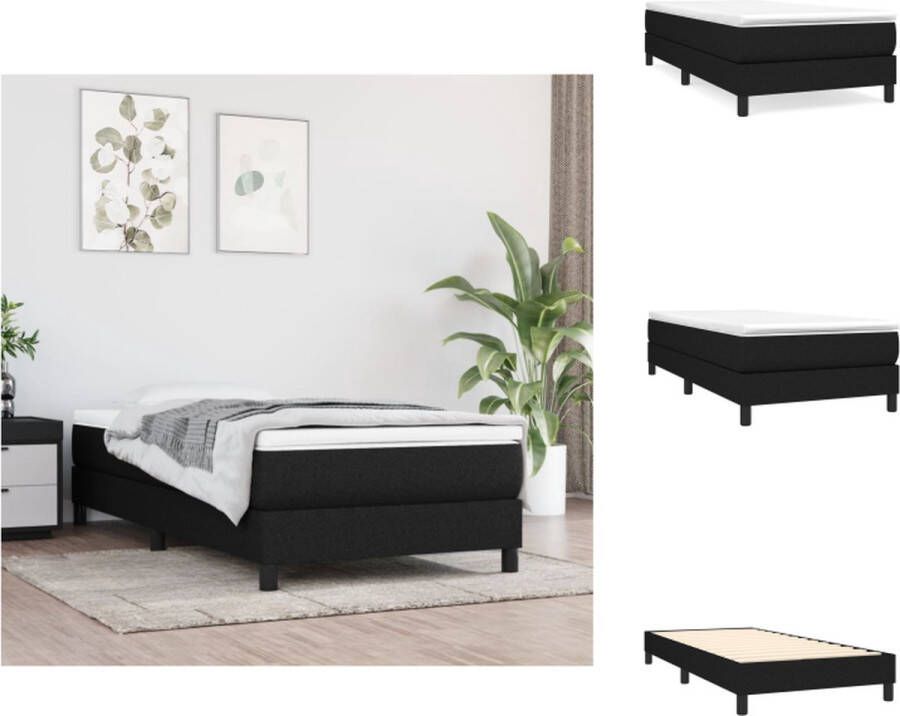 VidaXL Boxspringbed Pocketvering Middelhard Multiplex 203 x 100 x 25 cm 100 x 200 x 20 cm 100 x 200 x 5 cm Zwart wit 100% polyester Bed - Foto 3