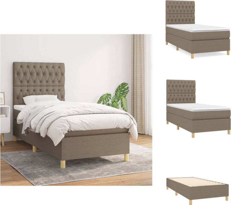 vidaXL Boxspringbed Pocketvering Middelharde ondersteuning 90 x 200 cm Inclusief matras en topmatras Bed