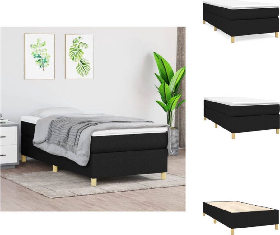 VidaXL Boxspringbed Pocketvering Matras Middelharde Ondersteuning Huidvriendelijk Topmatras 203x100x35 cm Zwart Bed - Foto 2