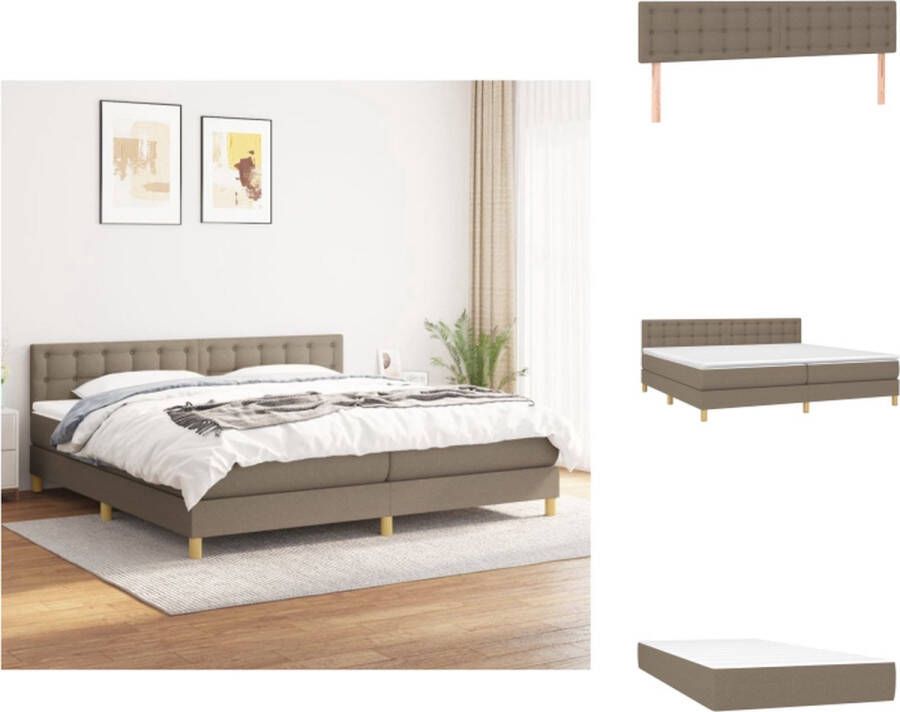 VidaXL Boxspringbed Pocketvering Matras Middelharde Ondersteuning Huidvriendelijk Topmatras Kleur Taupe Afmetingen 203x200x78 88cm Bed - Foto 3
