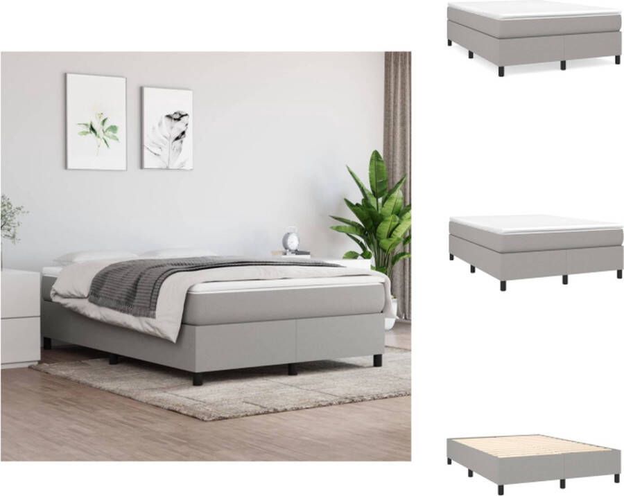 VidaXL Boxspringbed Bedframe lichtgrijs 193 x 140 x 35 cm Pocketvering matras Middelharde ondersteuning Huidvriendelijk topmatras Multiplex lattenbodem 1 x bedframe 1 x matras 1 x topmatras Bed - Foto 2